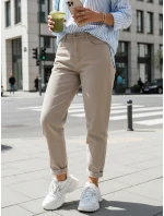 Dámske džínsy s vysokým pásom mom fit béžová FashionStreet UY2872