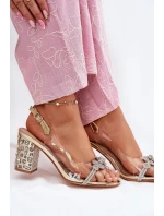 Transparentne Sandały Na Słupku D&A MR51-705 Złote