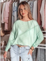 Dámsky nadrozmerný jednoduchý sveter SENZIA mint FashionStreet MY2445 Dámsky nadrozmerný jednoduchý sveter SENZIA mint FashionStreet MY2445
