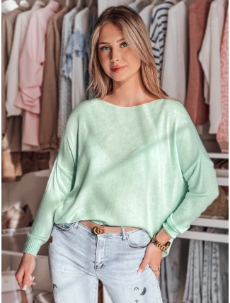 Dámsky nadrozmerný jednoduchý sveter SENZIA mint FashionStreet MY2445 Dámsky nadrozmerný jednoduchý sveter SENZIA mint FashionStreet MY2445