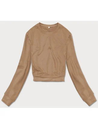 Tenká krátka dámska tepláková mikina v cappuccino farbe (8B938-91) Tenká krátka dámska tepláková mikina v cappuccino farbe (8B938-91)