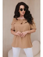 Španielska blúzka s ozdobným volánom Camel