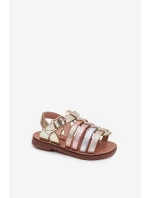 Sandałki Dziecięce Dziewczęce Z Eko Skóry Złote Mariana