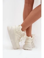 Sneakersy Damskie Skóra Naturalna GOE SS2N4037 Zgaszona Biel