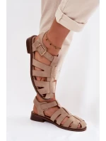 Dámské Římské Sandály s Zlatým Přezkou Béžové Janessa