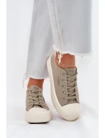 Dámske plátenné tenisky na platforme Big Star - sivé