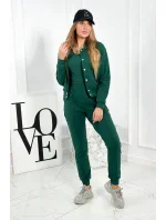 Set 3 v 1 mikina s cvočkami + top + nohavice zelený