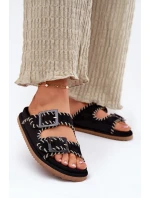 Klapki Damskie Z Klamrami I Ozdobnym Obszyciem Czarne Visley