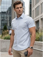 Pánska košeľa s krátkym rukávom, strih regular, svetlo modrá, FashionStreet KX1095