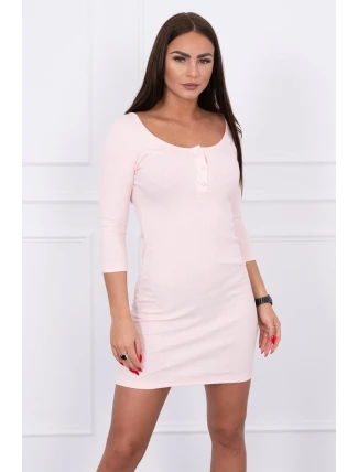 Šaty s gombíkovým výstrihom púdrovo ružové