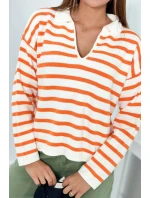 Pruhovaný sveter pomaranč Pruhovaný sveter pomaranč