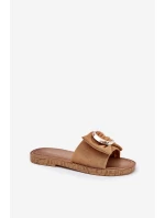 Płaskie Klapki Damskie Z Ozdobnym Detalem Camel Nellodra