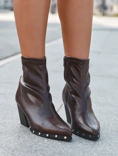 Botki Kowbojki Damskie Z Eko Skóry Na Słupku Brązowe Abrielle