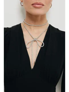 K195 Viazaný náhrdelník - strieborný