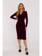 M889 Zamatové bodycon šaty - bordové M889 Zamatové bodycon šaty - bordové