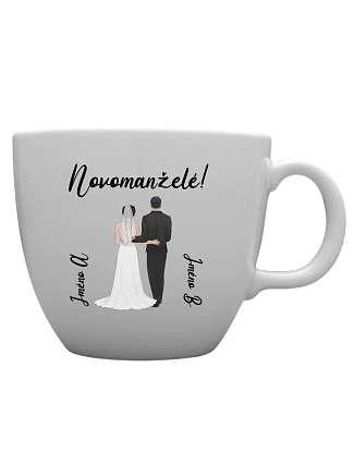 Personalizovaný keramický hrnček MEGA XXL s objemom 1 000 ml so svadobným párom Personalizovaný keramický hrnček MEGA XXL s objemom 1 000 ml so svadobným párom