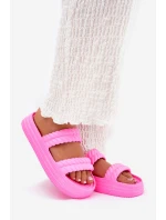 Piankowe Lekkie Klapki Damskie Na Platformie S.Barski ZK51-001 Fuksja