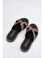 Kožené ploché papuče s panterovým vzorom Zazoo 40383 Black