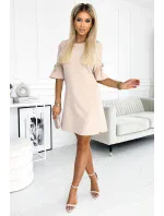 217-7 NEVA Trapézové šaty s rozšírenými rukávmi - béžové 217-7 NEVA Trapézové šaty s rozšírenými rukávmi - béžové
