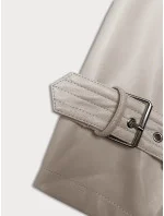 Dámsky kabát z organickej kože voľného strihu J Style warm beige (11Z8101)