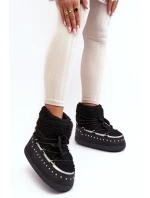 Damskie Ocieplane Śniegowce Czarne Rohes