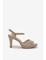 Sandały Na Szpilce Ze Zdobieniem I Brokatem D&A MR1038-33 Złote