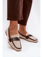 Dámske mokasíny Loafers s ozdobným prvkom, hnedo-béžové, Evelora Dámske mokasíny Loafers s ozdobným prvkom, hnedo-béžové, Evelora