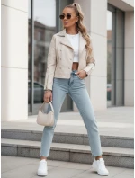 Dámska kožená bunda ramones TRUCCO beige FashionStreet TY4179