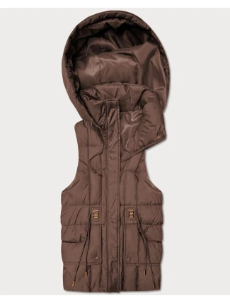 Dámska páperová bunda bez rukávov s kapucňou Goodlookin chocolate (B8600-14) Dámska páperová bunda bez rukávov s kapucňou Goodlookin chocolate (B8600-14)