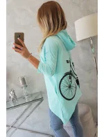 Mikina s potlačou bicykla mätová