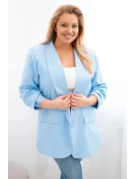 Dámska elegantná plus size bunda modrá