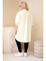 Dámske tričko Plus Size z viskózy s kvetinovou výšivkou žlté