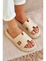 Piankowe Klapki Z Wycięciami Beżowe Neladith