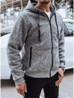 Pánska zateplená mikina na zips svetlo šedá FashionStreet BX5596 Pánska zateplená mikina na zips svetlo šedá FashionStreet BX5596