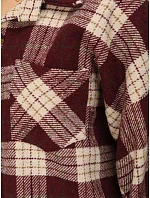 Dámska kockovaná košeľa oversize v bordovej farbe FashionStreet TY6047