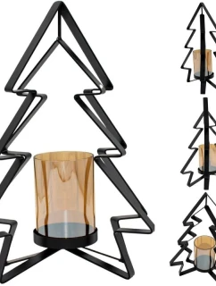 KOVOVÝ SVIETNIK 31,5 CM VIANOČNÝ STROMČEK SĽUDA