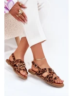 Sandały Damskie Na Płaskim Obcasie Ze Złotymi Ćwiekami Panterka Zanira
