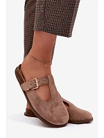 Dámské pantofle Mule z imitace semiše tmavě béžové Melvia