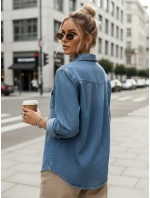 Dámska oversize džínsová košeľa DENIMOVA modrá FashionStreet DY0467 Dámska oversize džínsová košeľa DENIMOVA modrá FashionStreet DY0467