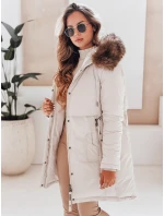 Dámska zimná bunda parka s kapucňou svetlo béžová FashionStreet TY5083 Dámska zimná bunda parka s kapucňou svetlo béžová FashionStreet TY5083