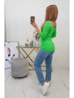 Svetlo zelená blúzka s okrúhlym výstrihom