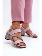 Damskie Eleganckie Sandały Na Słupku Fioletowe D&A MR38-549