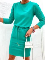Dámske tyrkysové pletené šaty (700)