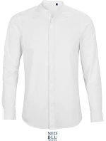 NEOBLU Bart Men Popelínová košeľa s dlhými rukávmi a mao golierom 24.3792 optic white