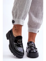 Damskie Półbuty Skórzane Z Ozdobą Czarne Rosefalls