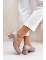 Skórzane Czółenka Lewski 3118 Ciemnobeżowe