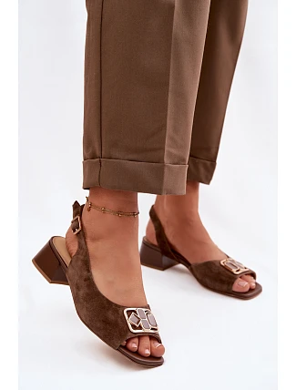 Elegantné sandále na podpätku z prírodného semišu D&A CE61-3127 Brown Elegantné sandále na podpätku z prírodného semišu D&A CE61-3127 Brown