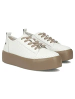 Dámske kožené poltopánky športové creepers biele Filippo DP6116