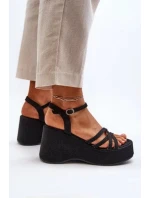 Dámske sandále na platformovom podpätku FF-20 Black - Joia