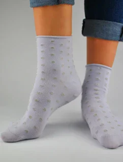 PONOŽKY BEZ PÁSU S LUREXOVÝMI BODKAMI SB024